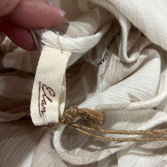 Elan Tan and white tropical print smocked waist wrap top mini dress NWT size XS - Picture 15 of 16